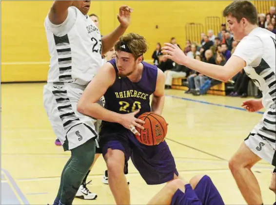  ?? PHOTOS BY TANIA BARRICKO — DAILY FREEMAN FILE ?? Freeman Player of the Year Jack Spencer led Rhinebeck High to a 19-3 record and the Mid-Hudson Athletic League’s Division IV title.