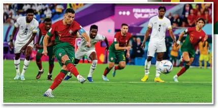  ?? EPA ?? Limelight lover: Ronaldo scores for Portugal for a record-breaking fifth World Cup finals