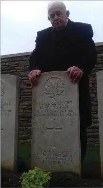  ??  ?? Jackie McGowan in France on Sunday at his uncle’s grave.