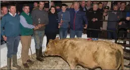  ??  ?? RIGHT: Tom and TJ O’Donnell Owners of the winner of the Reserve Champion sponsored by Kerryman Newspaper. Kerryman sales executive Noelle Foley is pictured, centre, presenting the prizes on Wednesday evening at Gortalea Mart.From left: Maurice Brosnan...