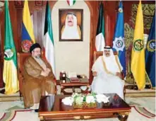  ?? — Amiri Diwan and KUNA photos ?? His Highness the Crown Prince Sheikh Nawaf Al-Ahmad Al-Jaber Al-Sabah meets with Iraqi figure Dr Ibrahim Mohammad Bahr AlUlloum.