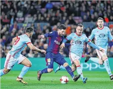  ?? /EFE ?? Lionel Messi ofreció un recital de fútbol ayer contra el Celta antes de salir de cambio por Dembélé.