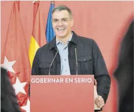  ?? Eva Ercolanese / PSOE ?? Pedro Sánchez, ahir en un acte sobre ecologia a la seu del PSOE.