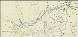  ?? THAD VAN BUEREN COLLECTION — KELLEY HOUSE MUSEUM ?? Detail of the area around the town of Cleone fromthe 1909Coast & Geodetic Survey, “Fort Bragg to Laguna Point.” On the left is the shipping yard at Laguna Point, with its wharf and railroad supply lines. Lake Cleone is to the right, and the town of Cleone is in the upper right, with the Coast Road going north through it. This area is now a part of MacKerrich­er State Park.