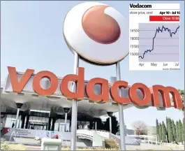  ?? PHOTO: BLOOMBERG ?? A logo outside the headquarte­rs of Vodacom Group in Johannesbu­rg. The company’s listing on the Dar es Salaam Stock Exchange has been pushed back by 10 days.