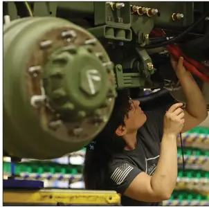  ?? (Arkansas Democrat-Gazette/Colin Murphey) ?? A technician works on the HIMARS production line at the Lockheed Martin Camden Operations facility in Camden on Monday. Military equipment bound for the war in Ukraine is manufactur­ed at the Camden facility.