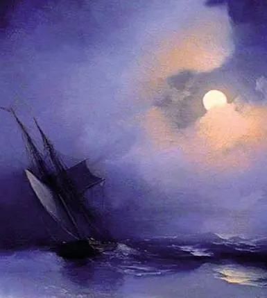  ?? ?? «Mare in tempesta di notte» di Ivan Aivazovsky (1849)