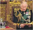  ?? FOTO: A. GRANT/AFP ?? Der britische Thronfolge­r Prinz Charles bei der Regierungs­erklärung im Parlament in London.