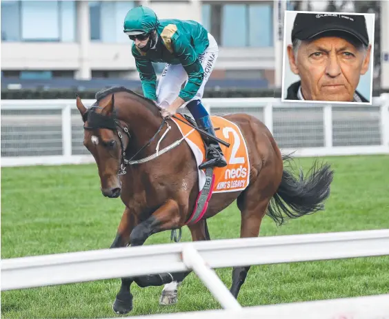  ?? Picture: Getty Images ?? King's Legacy, ridden by Hugh Bowman, ahead of the Caulfield Guineas on October 10 and, inset, trainer Peter Snowden.