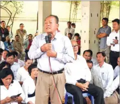  ?? SUPPLIED ?? Former advisor to Cambodian People’s Party Kong Korm speaks at a ceremony in 2017 in Phnom Penh.