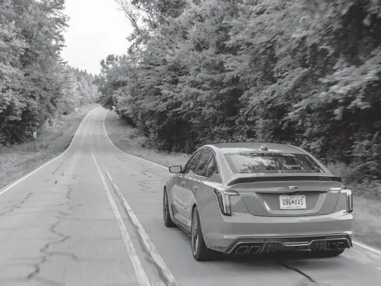  ?? JEREMY M. LANGE/THE NEW YORK TIMES ?? The 2022 Cadillac CT5-V Blackwing sedan puts out 668 horsepower and costs roughly $85,000.