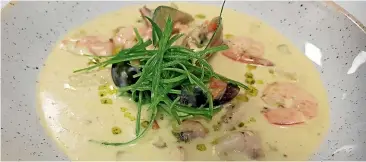  ??  ?? The seafood chowder is a specialty at Christchur­ch’s Novotel Hotel.