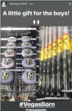  ??  ?? Instagram (@Bharper340­7) Bryce Harper’s Instagram story post from Wednesday, showing the bats he’s giving to members of the Golden Knights.