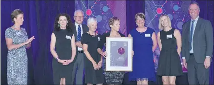  ??  ?? RECOGNITIO­N: Pictured on stage receiving a major aged-care award are, from left, Rural Northwest Health aged-care manager Wendy Walters, acting chief executive Jo Martin, board members Leo Casey and Janette Mccabe, memory-support nurse Katie Ramsdale,...