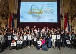  ?? (Courtesy) ?? WINNERS OF the World Summit Awards at the competitio­n’s 2018 Global Congress in Vienna earlier this year.