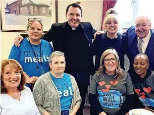  ?? ?? ●●Mary’s Meals supporters attend the 20th anniversar­y event. Back: Fran Lawson, Father Frankie Mulgrew, Jimmy Mulgrew, May Mulgrew. Front: Rita Bottomley, Jane Holgate, Lisa Birtles and Wairimu Mwangi