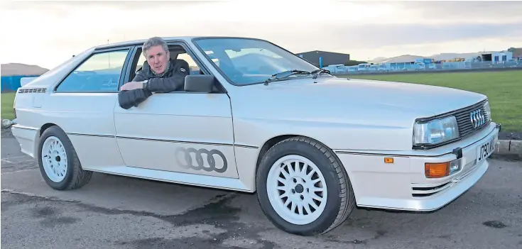  ?? ?? ICONIC: Andrew in the Audi Quattro which goes up for sale at Morris Leslie online car auction on Saturday. Despite the miles on the clock, he found it steers and handles perfectly.