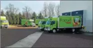  ?? DIGITAL FIRST MEDIA FILE PHOTO ?? Peapod by Giant has expanded its online grocery shopping and delivery in Berks County — making the service available in Exeter and Birdsboro. In this file photo Peapod trucks are ready to be loaded at the North Coventry Giant Food store on Glocker Way....