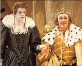  ?? Joan Marcus/Boneau/Br yan-Brown ?? Joseph Timms as Anne, Mark Rylance as King Richard III in the Shakespear­e’s Globe produc-