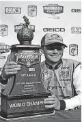 ?? PROVIDED BY STRIKE KING LURE CO. ?? Jordan Lee celebrates his 2017 Bassmaster Classic victory.