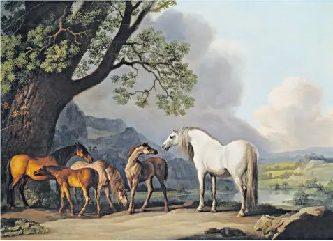  ?? ?? Mares and Foals in a River Landscape by George Stubbs, one the most revered animal painter in the history of European Art, is up for auction for a second time