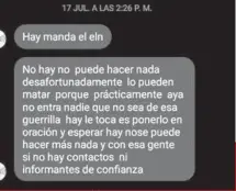  ?? / Cortesía ?? Estos son algunos de los mensajes que ha recibido a través de redes sociales Lisbeth
Zurita, madre de Enisael Contreras, quien habría sido reclutado en 2020, según testimonio­s de amigos y de un militar
del Catatumbo.