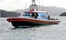  ?? PHOTO: SCOTT HAMMOND/FAIRFAX NZ ?? The Marlboroug­h Coastguard assisted in the search for a missing diver in the Marlboroug­h Sounds on Saturday.