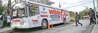  ??  ?? The Vetbus is pictured at Rumelihisa­ri district in northern Istanbul. — AFP photos