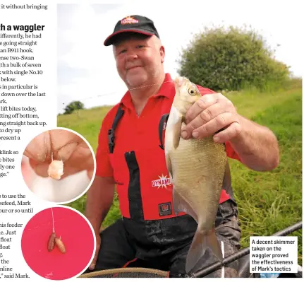  ??  ?? A decent skimmer taken on the waggler proved the effectiven­ess of Mark’s tactics