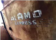  ?? Submitted photo ?? This project is a work in progress for artist David Freeman. He is giving a truck and trailer matching Alamo Express logos and an authentica­lly vintage, antique appearance.