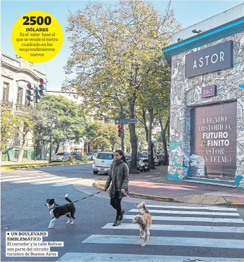 ??  ?? un boulevard b emblemátic­o El corredor y la calle Bolivar son parte del circuito turístico de Buenos Aires