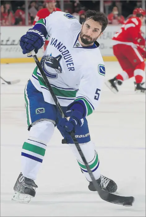  ?? — GETTY IMAGES FILES ?? The Canucks’ Jason Garrison took to Twitter to drum up interest for the big game at B.C. Place.
