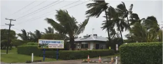  ??  ?? AYR: Palm trees blow in the wind in the town of Ayr in far north Queensland as Cyclone Debbie approaches yesterday. Lashing rain and howling winds battered northeast Australia as towns went into lockdown ahead of a ‘monster’ cyclone making landfall,...