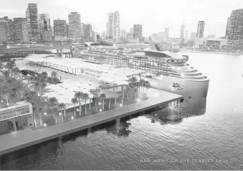  ?? VIRGIN CRUISES/COURTESY PHOTOS ?? Virgin Voyages presented it’s plans for a proposed new terminal at PortMiami. The terminal would be the home port for Virgin’s two upcoming ships, the Scarlet Lady and another ship. This is an illustrati­on of the terminal.