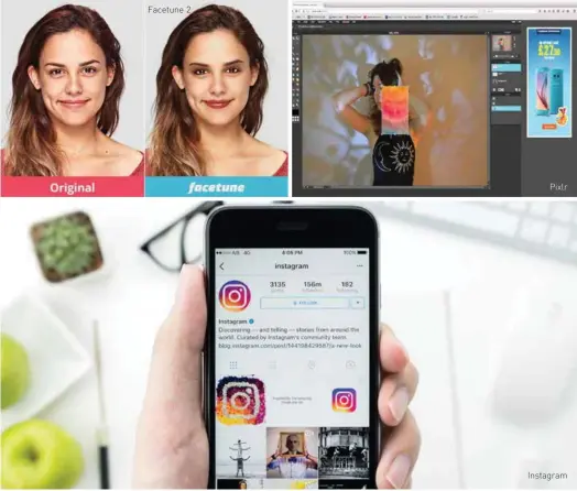  ??  ?? Facetune 2 Pixlr Instagram