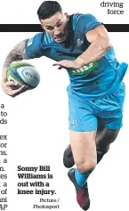  ?? Picture / Photosport ?? Sonny Bill Williams is out with a knee injury.