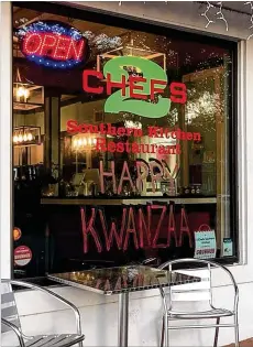  ?? COURTESY ?? The 2 Chefs Southern Kitchen will be the host site for Monday’s event in the 2021 Kwanzaa Krawl in Savannah this week.