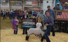  ?? Sara Waite / Sterling Journal-advocate ?? Cooper Dewitt's Grand Champion Sheep sold for $7,000 to E3 Solutions and 911 Cattle Co. at the Bud Van Berg Memorial 4-H/FFA Junior Livestock Sale.