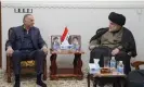  ?? Photograph: Anadolu Agency/Getty Images ?? Kadhimi with the powerful Shia cleric Moqtada al-Sadr in Baghdad.
