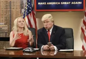  ?? WILL HEATH/NBC ?? Kate McKinnon and Alec Baldwin have both received Emmy nods for their SNL roles.