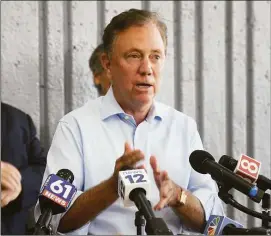  ?? Ned Gerard / Hearst Connecticu­t Media ?? Gov. Ned Lamont speaks during a news conference at the Bridgeport Transporta­tion Center earlier this month.
