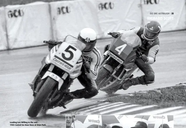  ??  ?? Leading Len Willing in the wet – 1985 Castrol Six Hour Race at Oran Park.