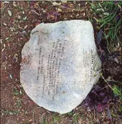  ?? PETER BLACKSTOCK/AMERICAN-STATESMAN ?? A rock along the Hike and Bike Trail on the west end of Auditorium Shores commemorat­es the lives of Uncle Walt’s Band members Walter Hyatt and Champ Hood.