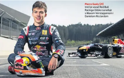  ??  ?? Pierre Gasly (21) treći je vozač Red Bull Racinga i blisko surađuje s Maxom Verstappen­om i Danielom Ricciardom