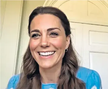  ??  ?? The Duchess of Cambridge appears on videolink to speak to midwives, health visitors, parents and leading sector experts, above left