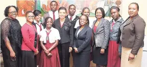  ?? CONTRIBUTE­D PHOTOS ?? Back row, from left: Alex Subastin (student); Omar Stone (student); Twannia Osbourne (student); behind Julia Hyatt. Middle row: Theodecia Johnson. Front row: Deserene Burrell-Ingram (teacher); Moya Johnson (senior teacher); Najay Stewart (student);...