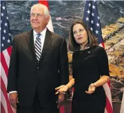  ?? LARS HAGBERG / AFP / GETTY IMAGES ?? Foreign Affairs Minister Chrystia Freeland, with U.S. Secretary of State Rex Tillerson, hopes “creative thinking” can help save the NAFTA deal.