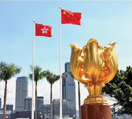  ?? Photo: Xinhua/Wu Xiaochu ?? Photo taken on July 14, 2020 shows the Golden Bauhinia Square in south China’s Hong Kong.