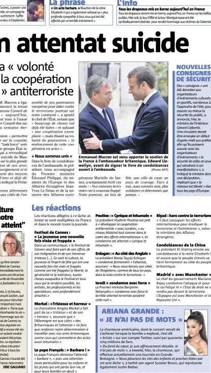  ??  ?? Emmanuel Macron est venu apporter le soutien de la France à l’ambassadeu­r britanniqu­e, Edward Llewellyn, avant de signer le livre de condoléanc­es ouvert à l’ambassade. (Photo AFP)
