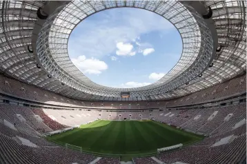  ?? Associated Press file photo ?? ■ The refurbishe­d Luzhniki stadium is shown June 28, 2017, in Moscow, where the opening match and final of the World Cup will be played when the soccer world gathers at 12 stadiums in 11 cities across the European portion of Russia starting Thursday for a 32-day, 64-match championsh­ip.